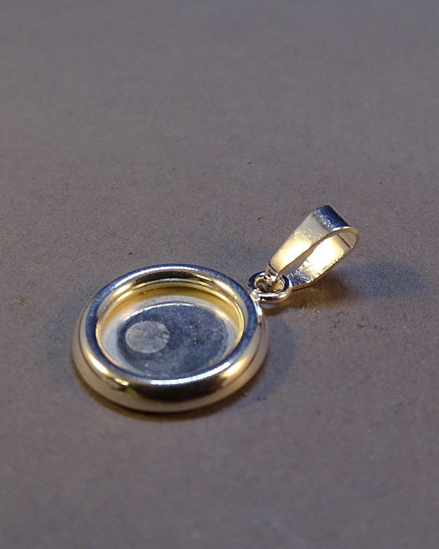 Solid silver 10mm Solid Back Pendant Blank