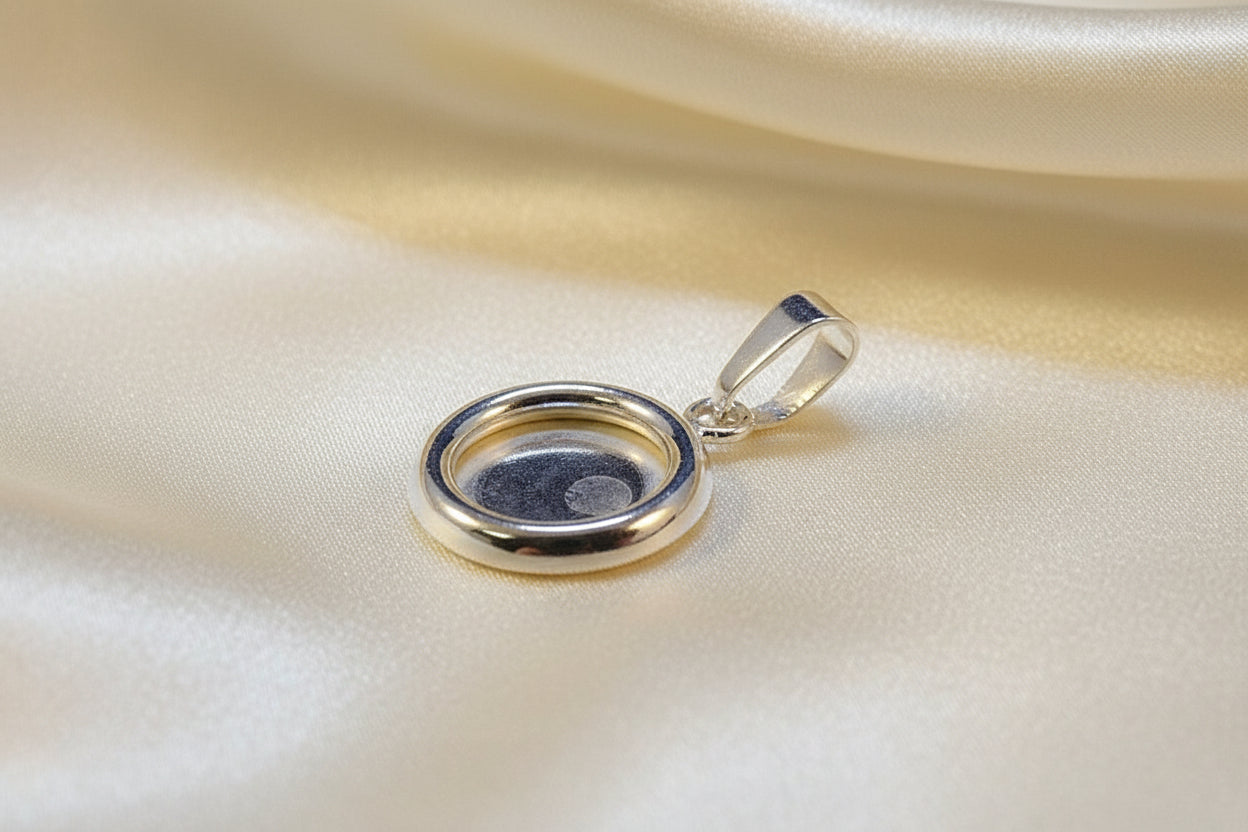 Solid silver 10mm Solid Back Pendant Blank