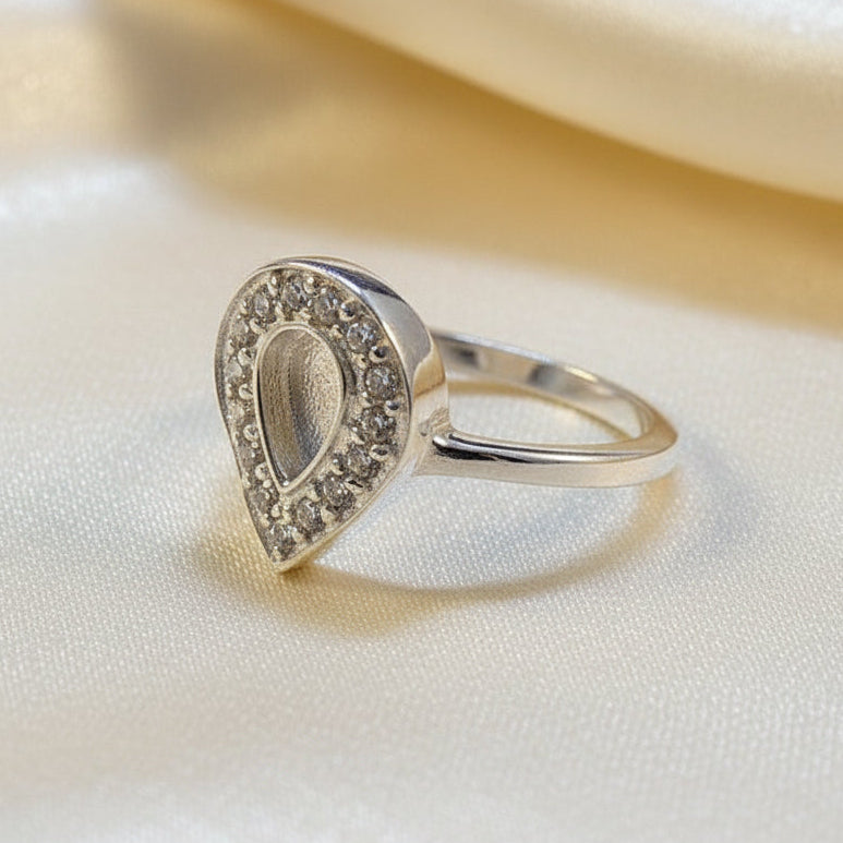 Tear Drop Ring With CZ