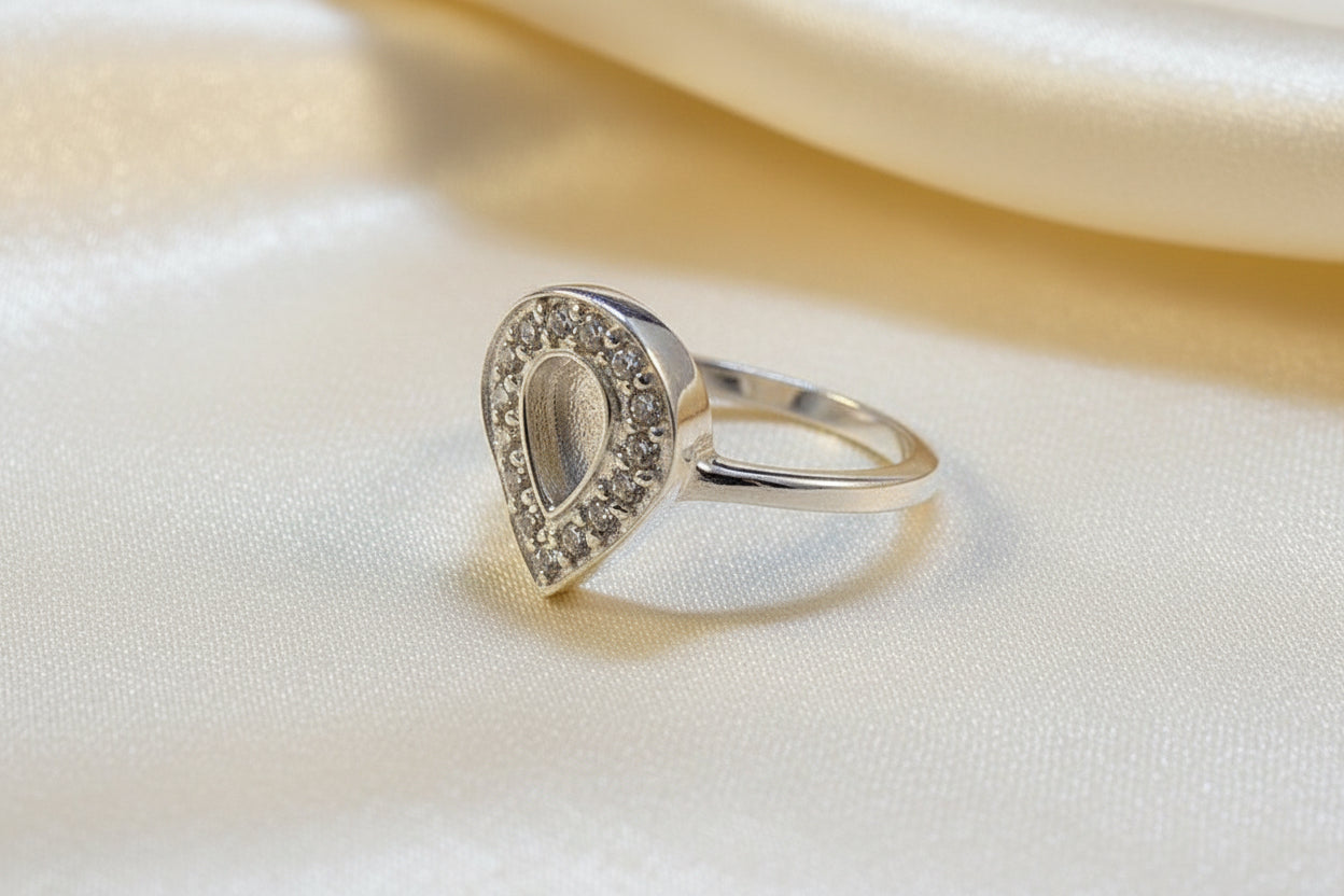 Tear Drop Ring With CZ