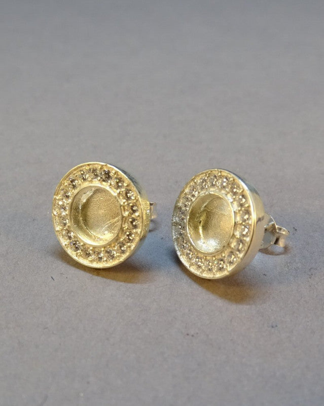 Silver Studs With CZ For 6mm Cabochon Or Resin