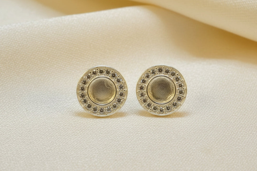 Silver Studs With CZ For 6mm Cabochon Or Resin