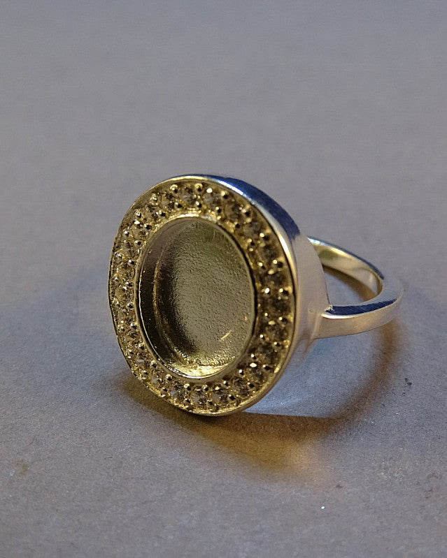 Stunning Silver Ring To Fit 10X8 With CZ Surround