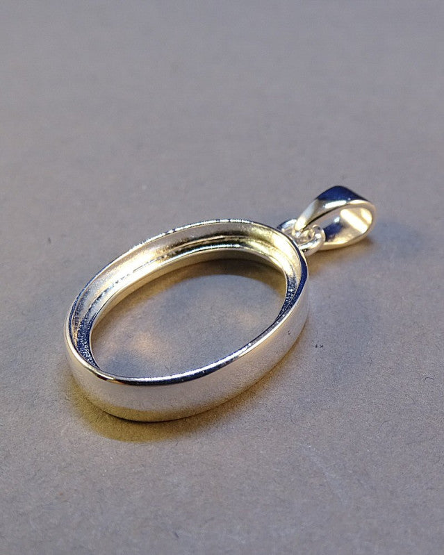 Double Sided Silver Pendant Bezel For Two Stones