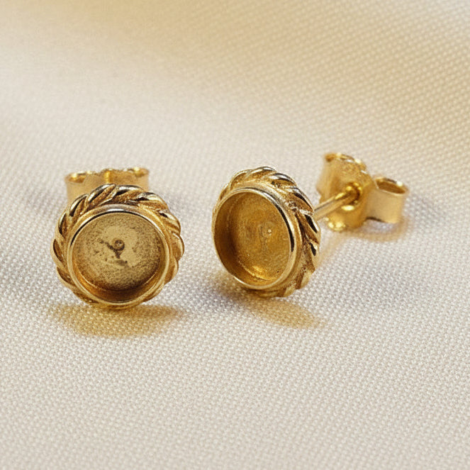 Gold Rope Edge Studs To Fit Cabochons