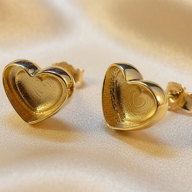 Solid Gold Heart Studs Perfect For Resin