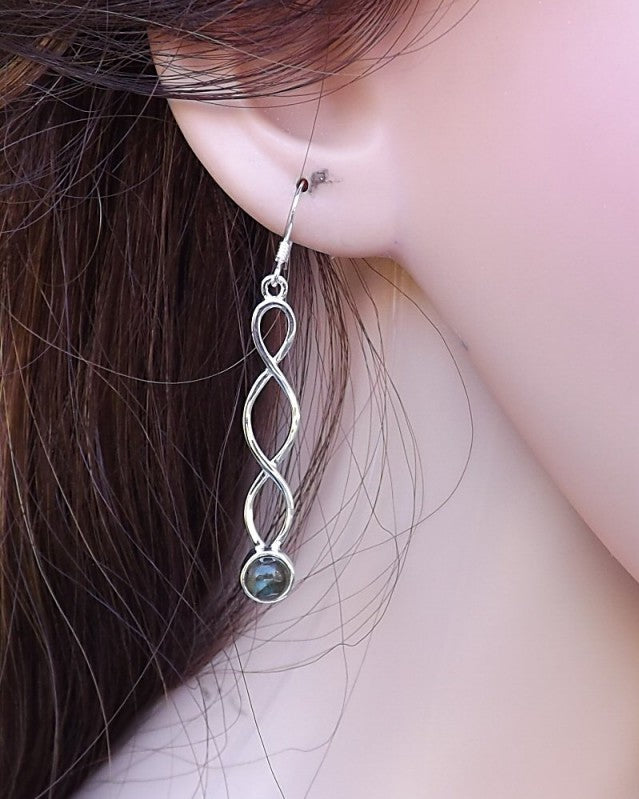 Long Twisted Wire Silver Celtic Drops For Mounting 6mm Stone