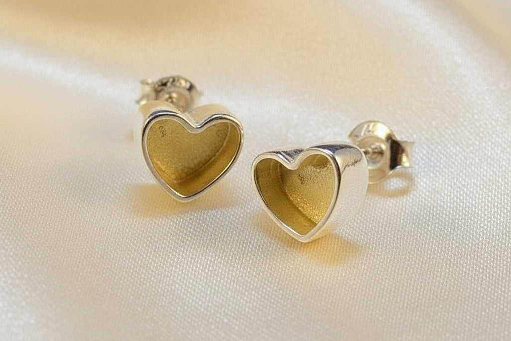 Small Heart Studs Suitable For Resin Or Cut Your Own Stones