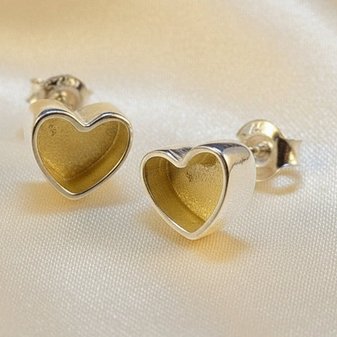 Small Heart Studs Suitable For Resin Or Cut Your Own Stones