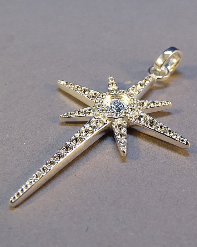 Silver Star Pendant With CZ To Fit 5mm