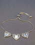 Silver Three Heart Bracelet With CZ To Fit 7x5 or Resin