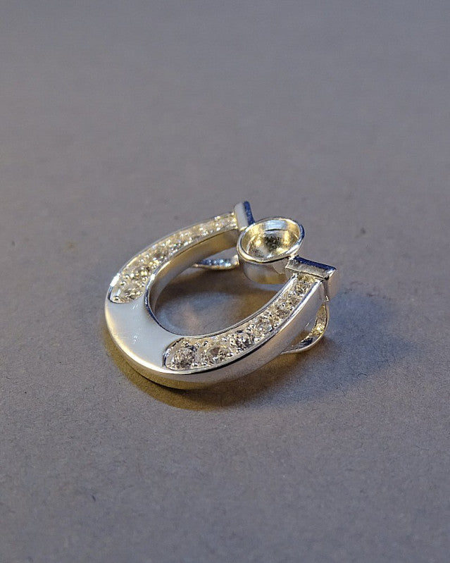 Silver Horse Pendant With CZ To fit 4mm