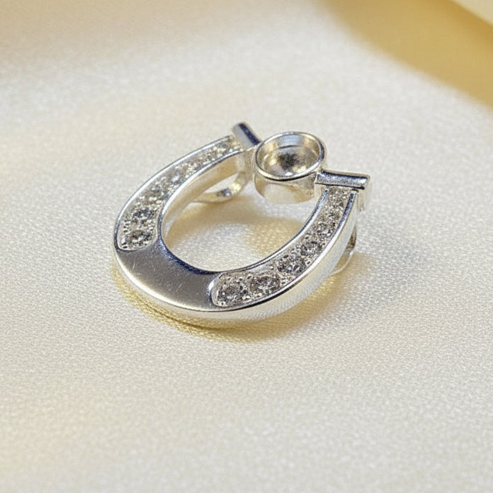 Silver Horse Pendant With CZ To fit 4mm