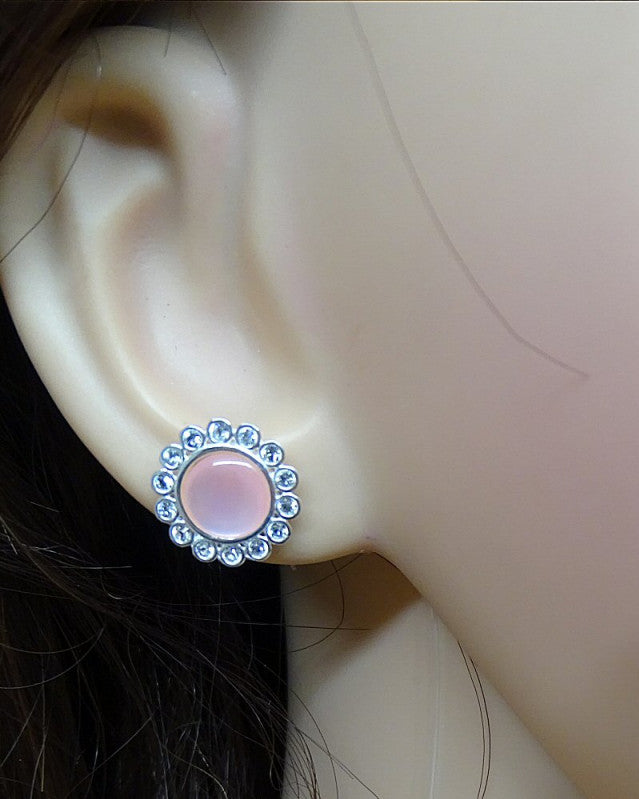 Stunning Silver CZ Stud Earrings To Fit 8mm Cabochon Or Resin