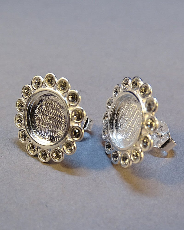 Stunning Silver CZ Stud Earrings To Fit 8mm Cabochon Or Resin