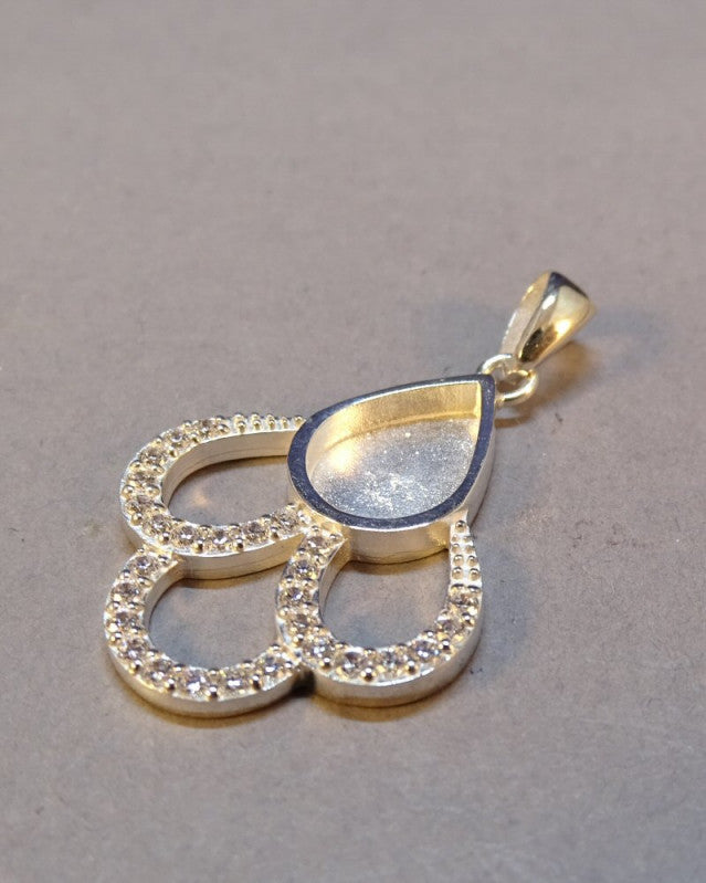 Silver Teardrop with CZ Set Encrusted loops