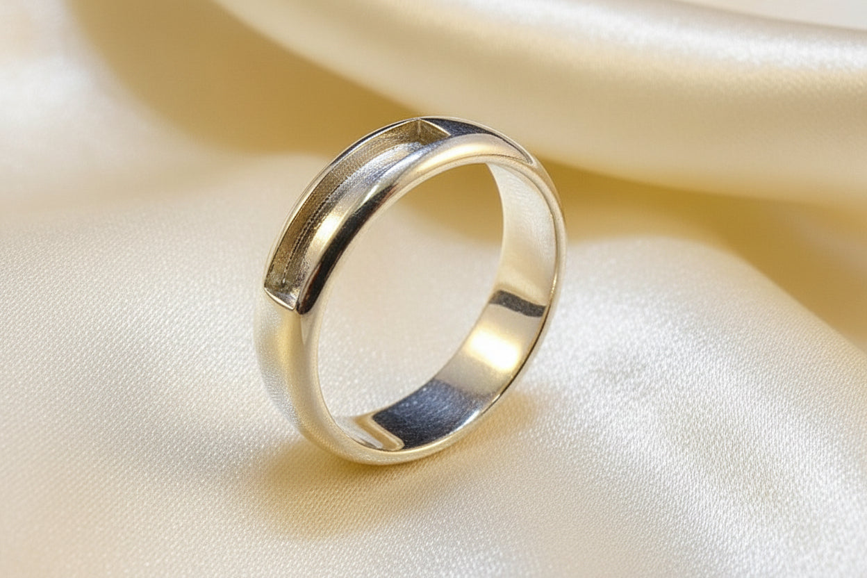 Gents Silver Ring With Channel For Resin Or Stones