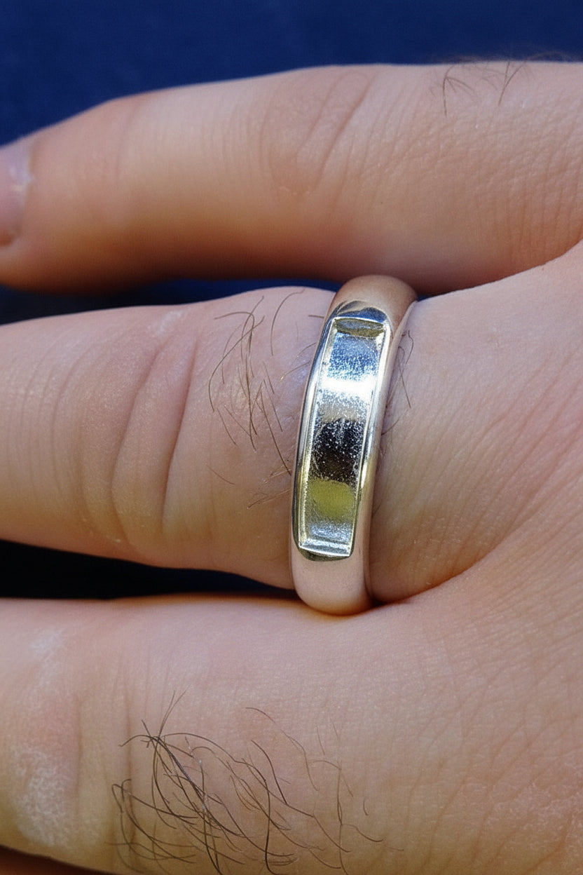 Gents Silver Ring With Channel For Resin Or Stones