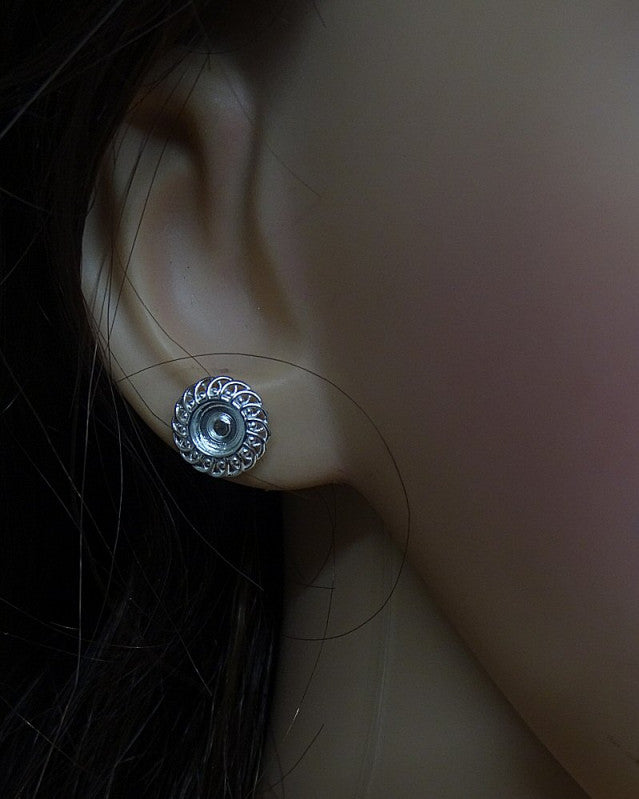 Silver Fillagree Style Stud for 6mm