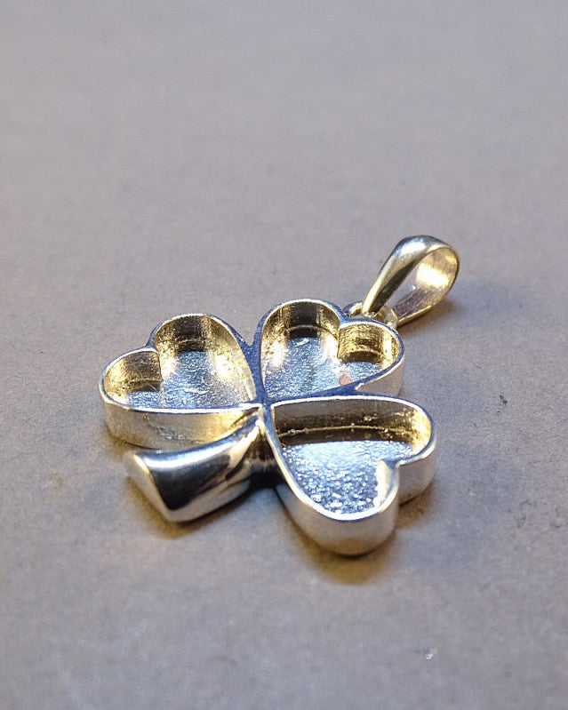 Solid Silver Shamrock Pendant Suitable For Use With Resin