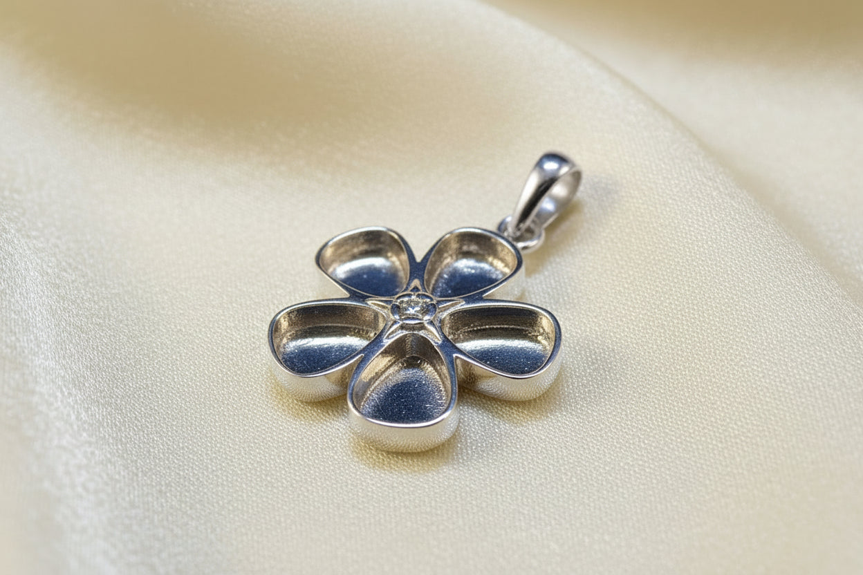 Silver Forget Me Not Pendant Suitable For Use With Resin