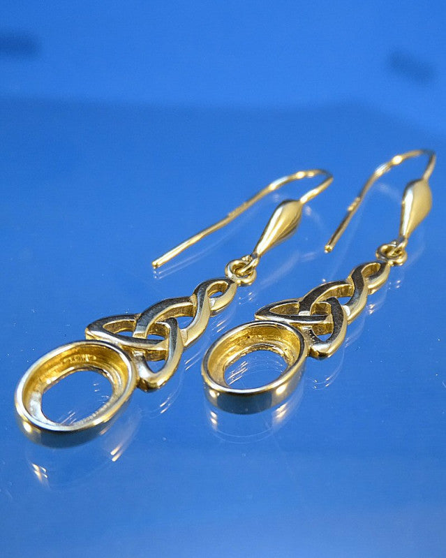 Gold Celtic Drop Earrings To Fit 7X5 Cabochon