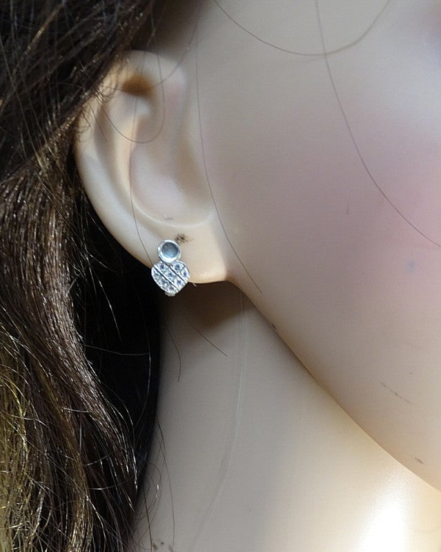 Silver Stud Earring with a cz Heart with 4mm Setting Area