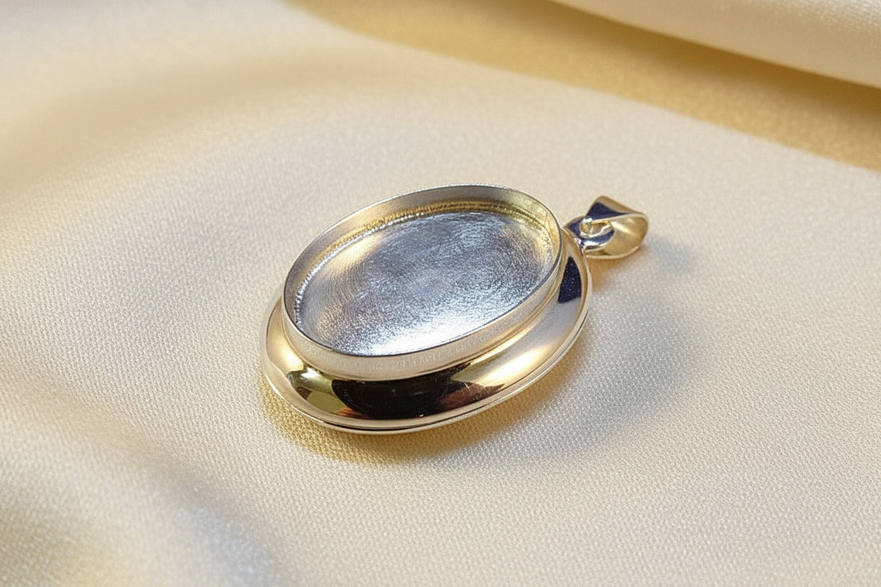 18x13 Silver Locket Mount Suitable For Resin Or Cabochons