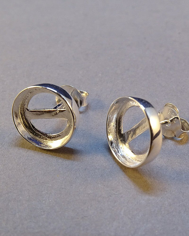 Plain Edge Silver Ear Stud Bezels For 8mm Cabochon