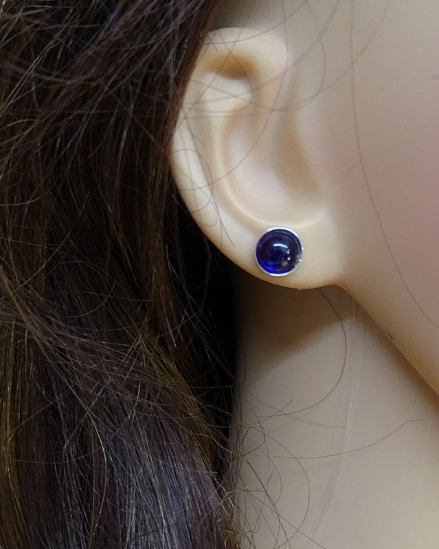 Plain Edge Silver Ear Stud Bezels For 8mm Cabochon