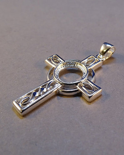 Silver celtic Cross Cabochon Setting For 8mm Stone