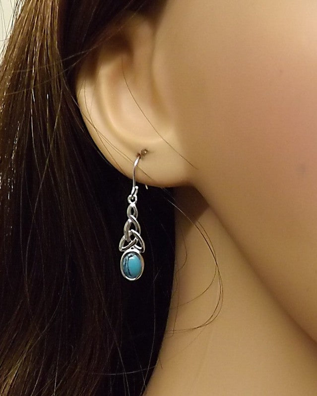 Silver Celtic Drop Earrings Mountings For 7x5 Cabochon