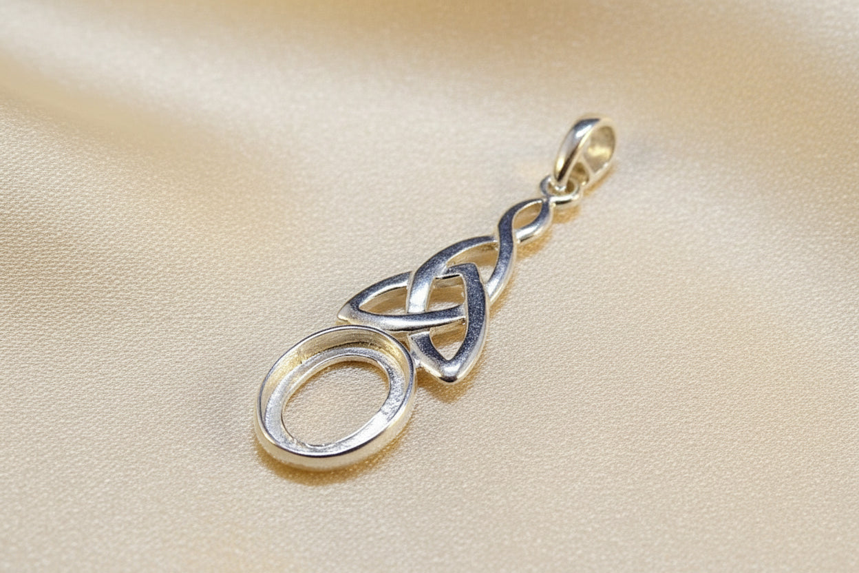 Silver Celtic Pendant Mount For 10x8 Stone