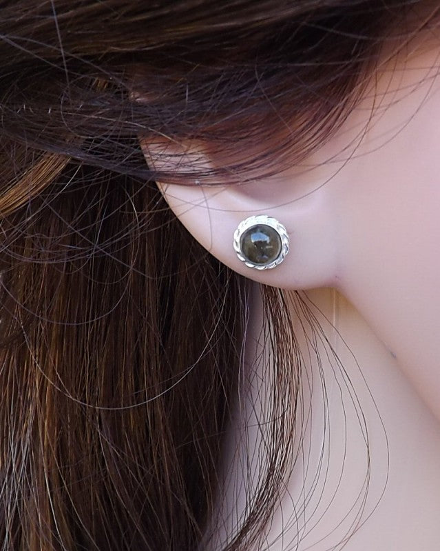 Silver Round Solid Back Rope Edge Earring Setting