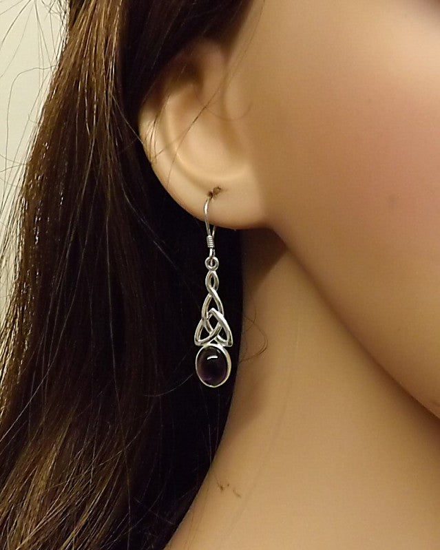 Silver Celtic Drop Earring Mounts For 10x8 Cabochon