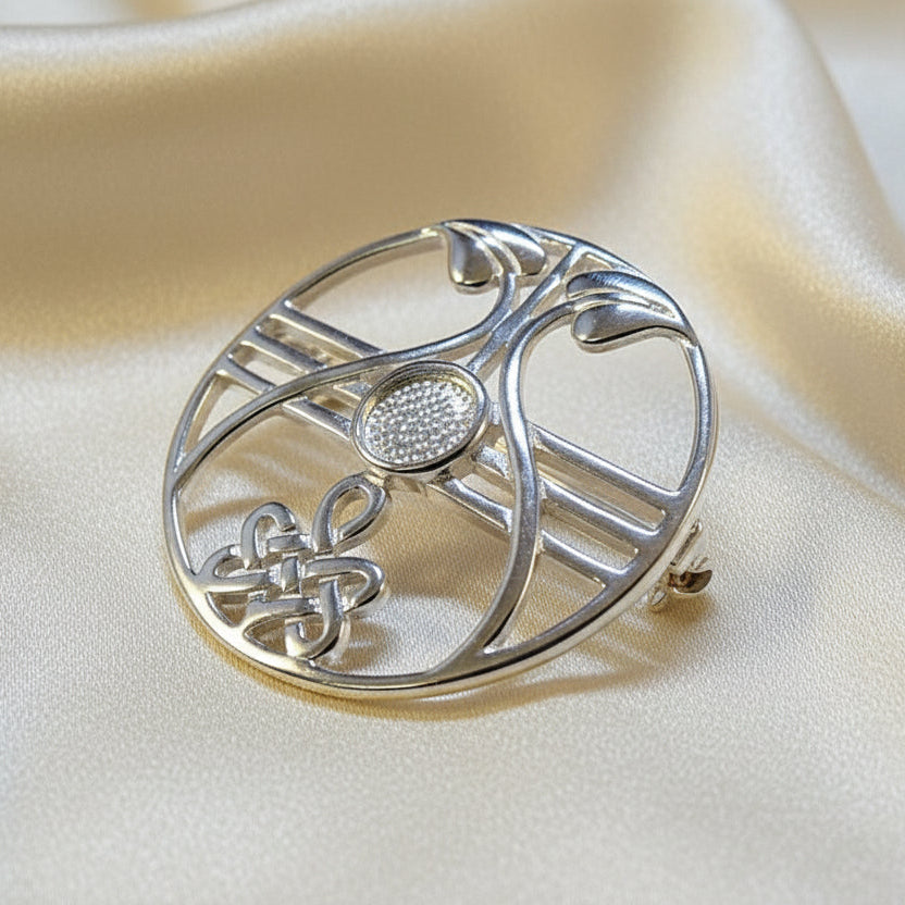 Silver Fancy Brooch With Setting Bezel For 6mm Stone