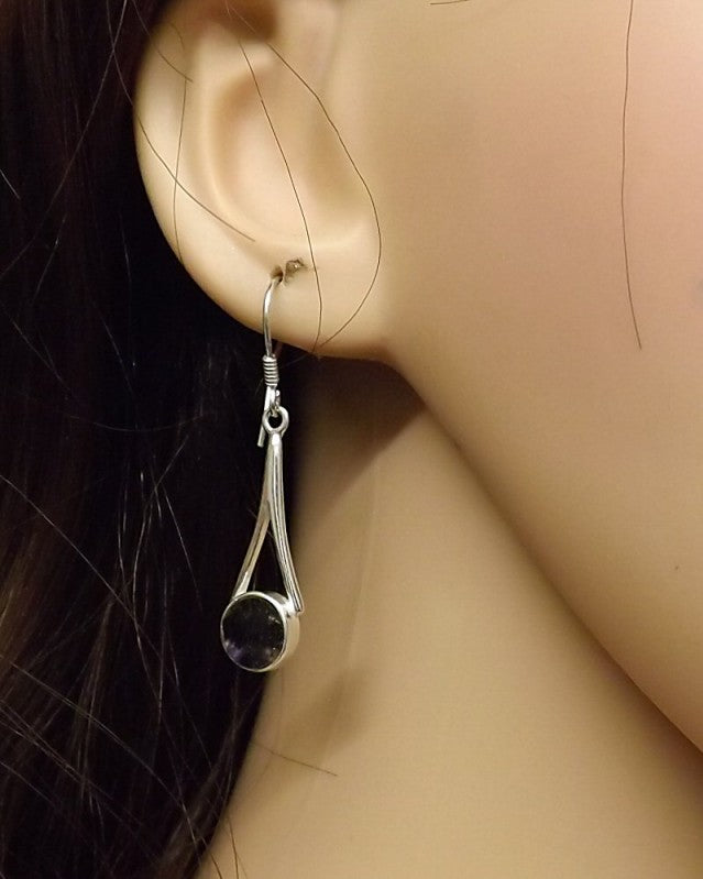 Silver Ear Drop Bezel For 8mm Round Stone