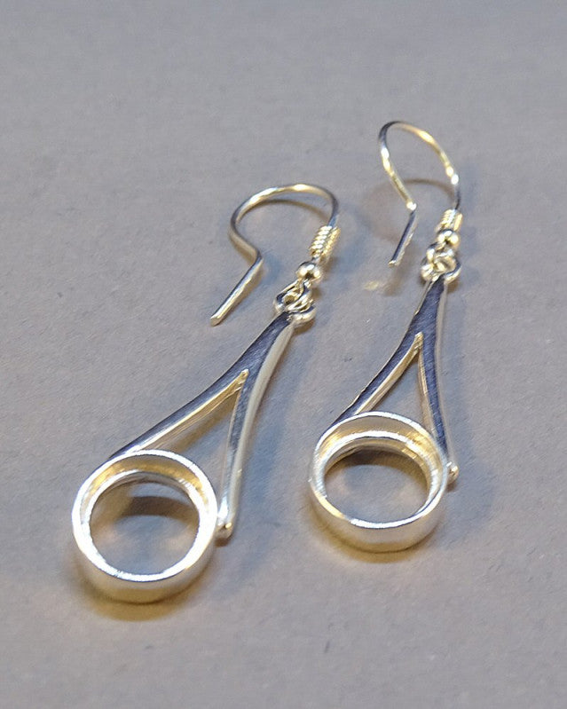 Silver Ear Drop Bezel For 8mm Round Stone