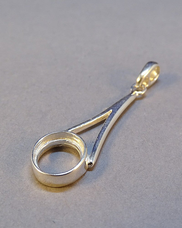Silver Pendant Mount For 8mm Stone Or Cabochon