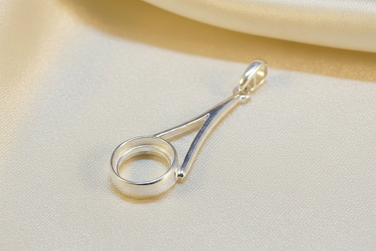 Silver Pendant Mount For 8mm Stone Or Cabochon