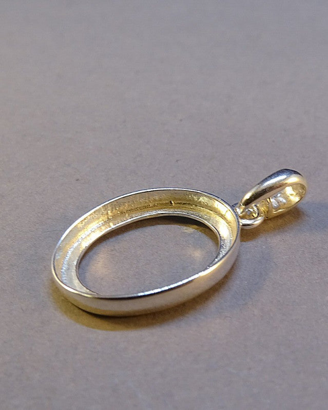 Silver Pendant Bezel For Cabochons