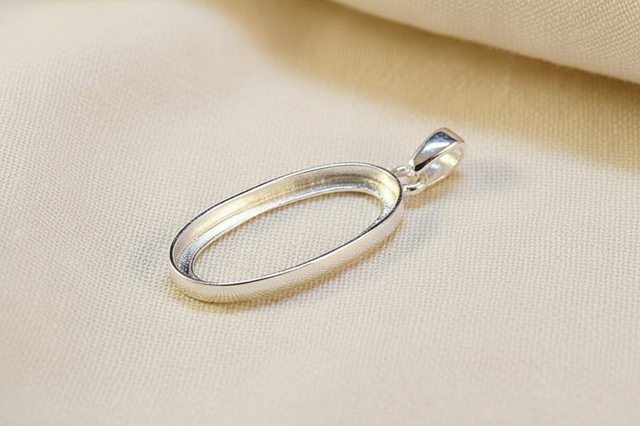 Silver Plain Edge Pendant Setting