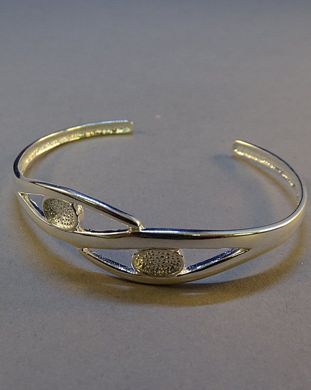 Plain silver Bangle Without Stones To Take 2 7x5 Stones