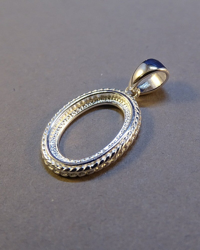 Solid Silver Double Rope Pendant Mounts For Cabochons
