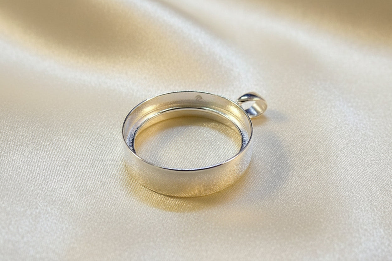 Double Sided Silver Pendant Mount For 20mm Stone