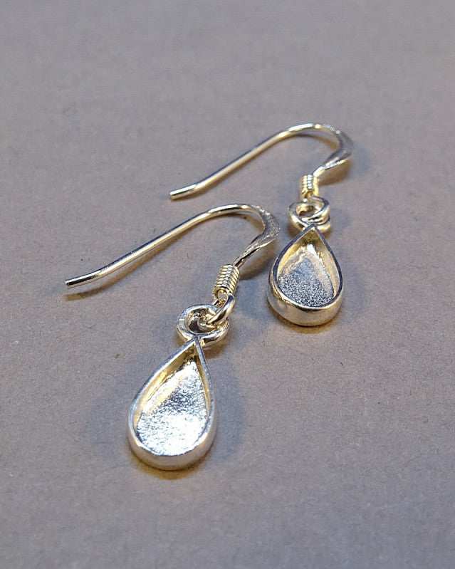 Silver Drop Earrings To Fit Pear Shaped Stone Or Resin
