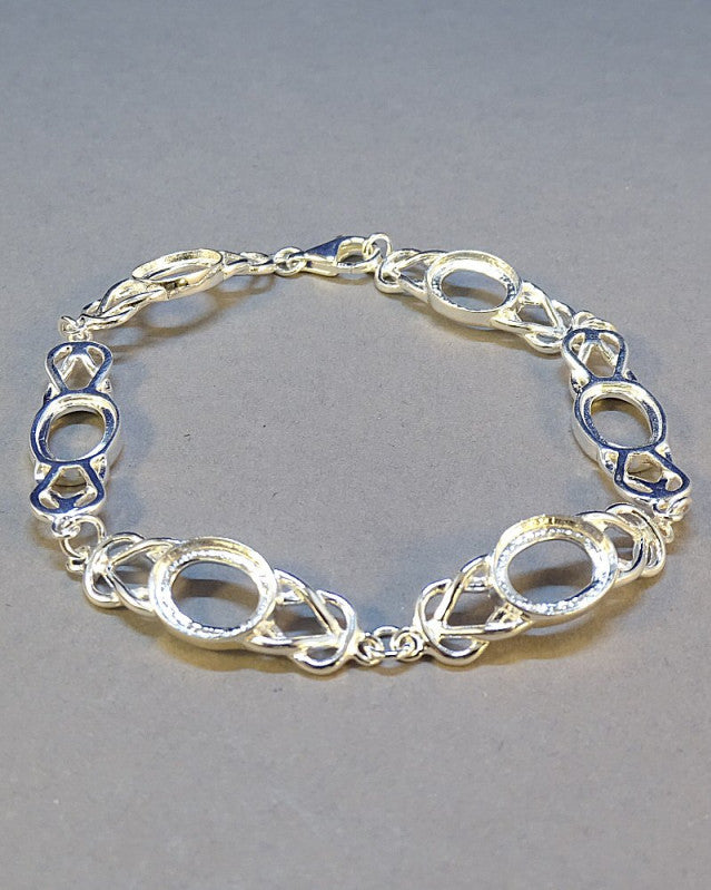 Silver Unset Silver Bracelet To Fit 10x8mm Gemstones