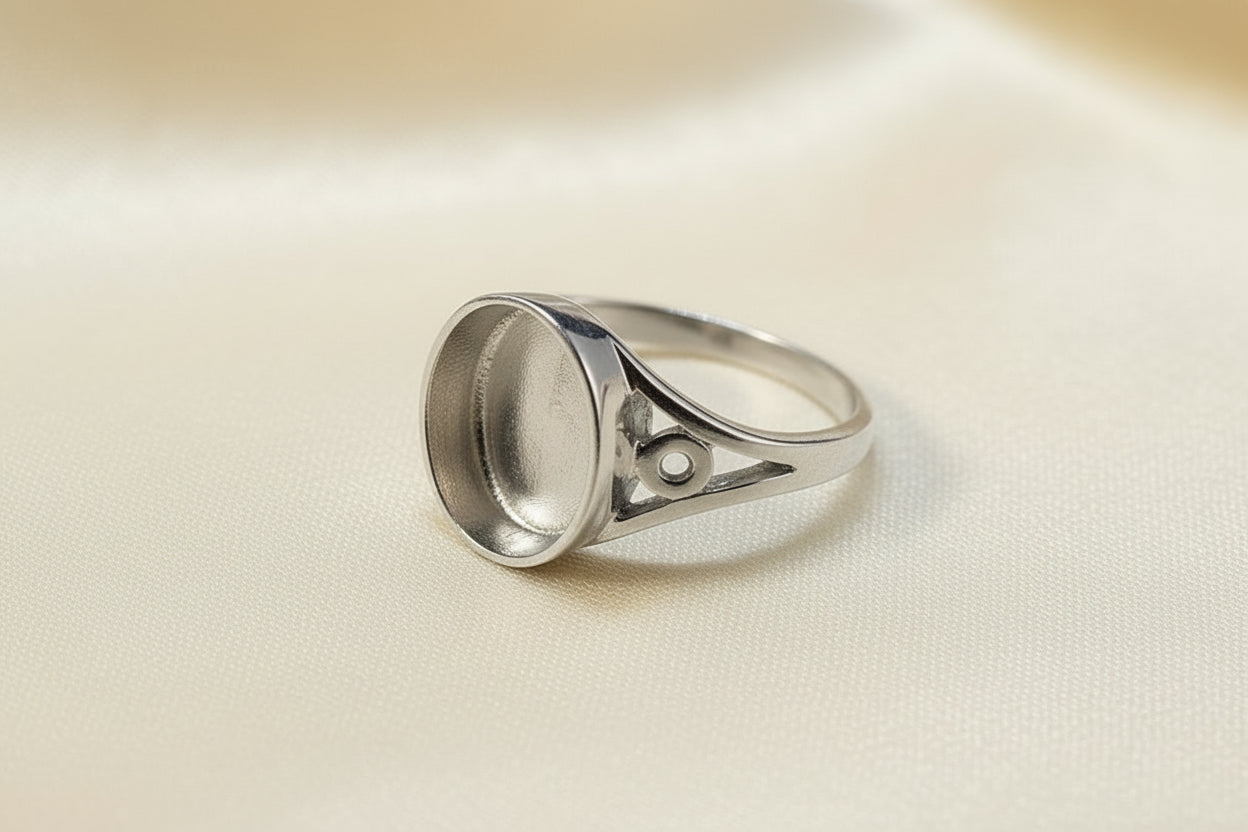 Silver Ring Casting For Resin Or 10x8 Stone Cabochon