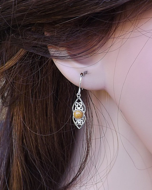Silver Celtic Drop Earrings For 5mm Cabochon