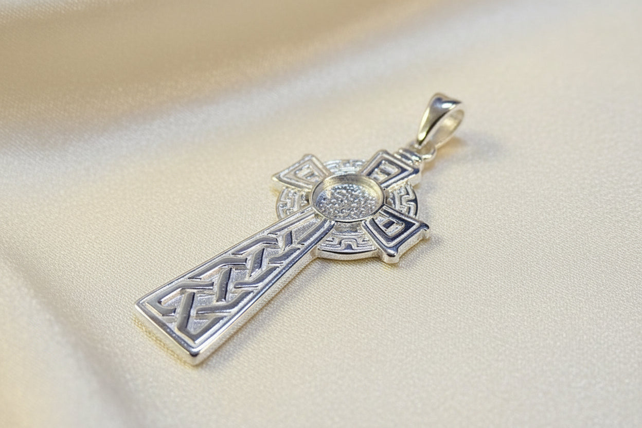 Silver Celtic Cross To Fit A 6mm Cabochon